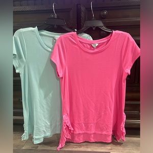 2- Women’s Medium Crown & Ivy Short Sleeve Tops Pink/Blue